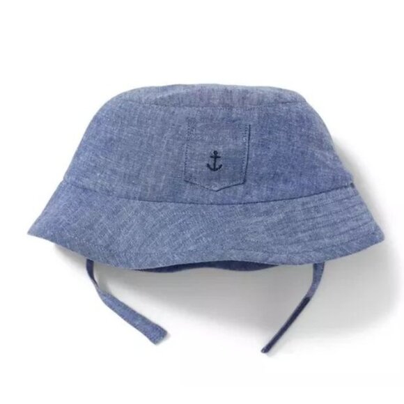 Janie and Jack Linen Chambray Bucket Hat 6-12M NWT - Picture 1 of 4